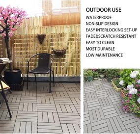 img 2 attached to 🏞️ SIMON & ISAAC WPC Outdoor Interlocking Deck Tiles 12x12 (Pack of 6) Waterproof for Patio, Garden, Poolside, 6sq.ft (6, Brown)