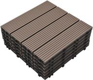 🏞️ simon & isaac wpc outdoor interlocking deck tiles 12x12 (pack of 6) waterproof for patio, garden, poolside, 6sq.ft (6, brown) logo