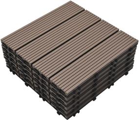 img 4 attached to 🏞️ SIMON & ISAAC WPC Outdoor Interlocking Deck Tiles 12x12 (Pack of 6) Waterproof for Patio, Garden, Poolside, 6sq.ft (6, Brown)