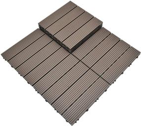 img 3 attached to 🏞️ SIMON & ISAAC WPC Outdoor Interlocking Deck Tiles 12x12 (Pack of 6) Waterproof for Patio, Garden, Poolside, 6sq.ft (6, Brown)