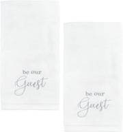 🛀 auldhome design guest towels: elegant be our guest monogrammed hand towels in white with gray script (set of 2) logo