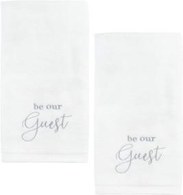 img 4 attached to 🛀 AuldHome Design Guest Towels: Elegant Be Our Guest Monogrammed Hand Towels in White with Gray Script (Set of 2)