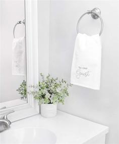 img 3 attached to 🛀 AuldHome Design Guest Towels: Elegant Be Our Guest Monogrammed Hand Towels in White with Gray Script (Set of 2)