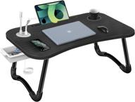 hlhome laptop bed desk: portable foldable tray table with usb charger, cup holder & storage drawer - ideal for bed, couch, sofa working & reading логотип