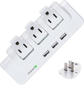 img 4 attached to 🔌 Power Up Your Space: 3 Rotating Outlet Extender with USB Ports - A Must-Have Surge Protector Outlet for College, Dorm, Travel!