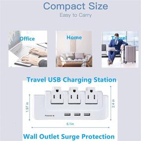 img 1 attached to 🔌 Power Up Your Space: 3 Rotating Outlet Extender with USB Ports - A Must-Have Surge Protector Outlet for College, Dorm, Travel!