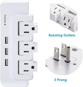 img 2 attached to 🔌 Power Up Your Space: 3 Rotating Outlet Extender with USB Ports - A Must-Have Surge Protector Outlet for College, Dorm, Travel!