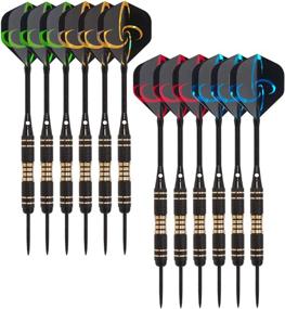 img 4 attached to WolfTop 12-Pack Steel Tip Darts, 22/23g, Professional Metal Tip Set with Aluminum Shafts, Standard Flights, Rubber O'Rings & Extra Dart Sharpener