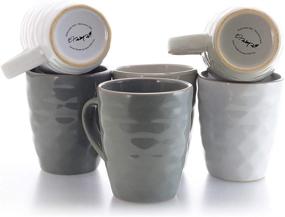 img 2 attached to Elama Wave Series Mug Set: Assorted Grey 2 - Perfect 12 oz Cups for Your Beverage Delights!