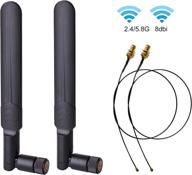 📶 2-pack 8dbi dual band wifi rp-sma male antenna with 35cm u.fl/ipex to rp sma female pigtail cable – ideal for mini pcie card wireless routers, pc repeater, desktop, fpv uav drone, ps4 build logo