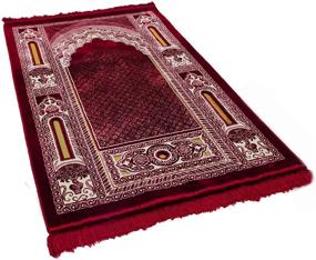 img 2 attached to 🕌 Modefa Islamic Prayer Rug - Double Plush Large & Wide Velvet Carpet - Traditional Muslim Janamaz Sajada - Thick Turkish Prayer Mat for Men & Women- Ramadan or Eid Gift - Floral Mihrab (Red): Luxurious and Spacious Islamic Prayer Rug for Enhanced Prayer Experience