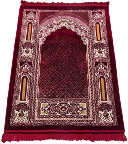 img 4 attached to 🕌 Modefa Islamic Prayer Rug - Double Plush Large & Wide Velvet Carpet - Traditional Muslim Janamaz Sajada - Thick Turkish Prayer Mat for Men & Women- Ramadan or Eid Gift - Floral Mihrab (Red): Luxurious and Spacious Islamic Prayer Rug for Enhanced Prayer Experience
