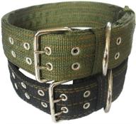 🐾 1.5'' wide d ring & buckle 2-rows military adjustable dog collar - green nylon tactical dog collar logo