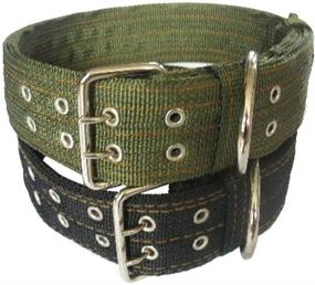 img 4 attached to 🐾 1.5'' Wide D Ring & Buckle 2-Rows Military Adjustable Dog Collar - Green Nylon Tactical Dog Collar