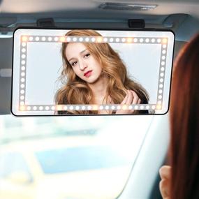 img 2 attached to Rechargeable LED Car Visor Vanity Mirror with Dimmable Lights - Touch Screen Cosmetic Mirror for Car Truck SUV Rear View Mirror, 3 Lighting Modes