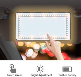 img 1 attached to Rechargeable LED Car Visor Vanity Mirror with Dimmable Lights - Touch Screen Cosmetic Mirror for Car Truck SUV Rear View Mirror, 3 Lighting Modes