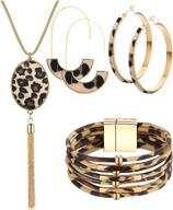 stylish leopard jewelry set for women: kohota statement bracelet, earrings & necklace - ideal mother's day gift logo