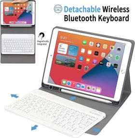 img 3 attached to 📱 iPad Case Keyboard 10.2 8th/7th Gen & iPad Air 3/Pro 10.5 - Built-in Pencil Holder & BT Keyboard