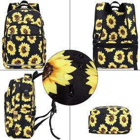 img 3 attached to 🎒 BLUBOON Laptop Backpack for Women 15.6 Inch with USB Charging Port and Headphone Interface - College School Bag Floral Print Daypack for Business Travel and Girls, Sunflower Design