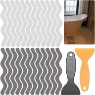🛁 72-piece wave non-slip bathtub stickers set, shower stickers strips with 2 scrapers - bathroom adhesive decals for anti-slip safety on bath tub, stairs & more slippery surfaces logo