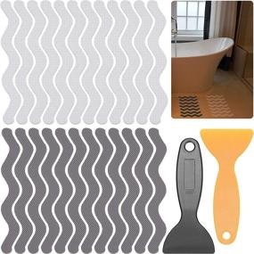 img 4 attached to 🛁 72-Piece Wave Non-Slip Bathtub Stickers Set, Shower Stickers Strips with 2 Scrapers - Bathroom Adhesive Decals for Anti-Slip Safety on Bath Tub, Stairs & More Slippery Surfaces