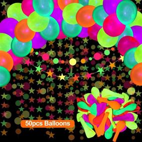 img 2 attached to 🎈 Neon Glow Balloons - 50 Pack of 12-inch UV Blacklight Reactive Balloons for Fluorescent Party, Glow in the Dark Latex, Wedding, and Black Light Decoration