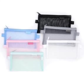 img 4 attached to Versatile Kinhshion Zipper Pouch Set - 6 Mesh Zipper Bags for Clear, Small Organizer, Cosmetic, and Travel Storage - 6 Colours