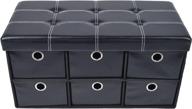 🏘️ achim home furnishings collapsible 6 drawer storage ottoman black leather - spacious and stylish storage solution! logo