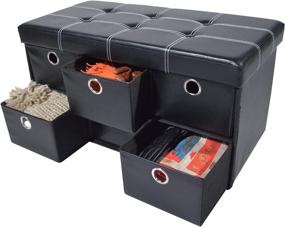 img 1 attached to 🏘️ Achim Home Furnishings Collapsible 6 Drawer Storage Ottoman Black Leather - Spacious and Stylish Storage Solution!