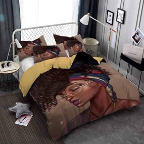 img 4 attached to 🛏️ African Black Magical Girl Print Bedding Set by Homefit - Includes Duvet Cover and 2 Pillowcases - Twin Size (12), Duvet Cover Sets (No Filling)