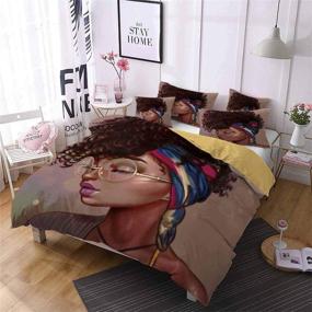 img 3 attached to 🛏️ African Black Magical Girl Print Bedding Set by Homefit - Includes Duvet Cover and 2 Pillowcases - Twin Size (12), Duvet Cover Sets (No Filling)