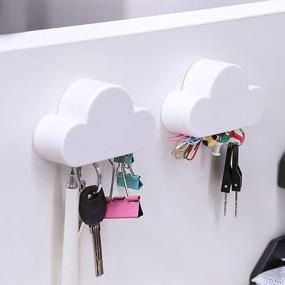 img 2 attached to 🌥️ Cloud Key Holder: Stylish and Functional Magnetic Wall Mount for Keys, Easy Installation, Ideal for Entryway, Foyer, Garage Door, Refrigerator, and More (White)