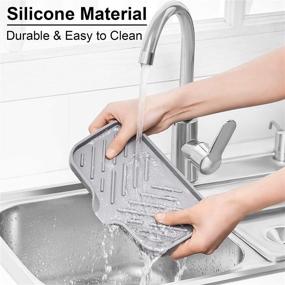 img 1 attached to 🧼 SUBEKYU Silicone Kitchen Soap Tray: Sink Organizer for Bottles, Sponges & Counter Space - Grey, Size: 9.5 x 5 inch