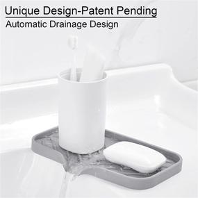 img 3 attached to 🧼 SUBEKYU Silicone Kitchen Soap Tray: Sink Organizer for Bottles, Sponges & Counter Space - Grey, Size: 9.5 x 5 inch