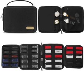 img 4 attached to SIMBOOM Watch Bands Storage Bag - Ultimate Organizer for Watch Bands, Pins, Cables, and Headset - Travel-Friendly Carrying Case in Stylish Black