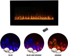 img 3 attached to 🔥 Northwest 36-Inch Electric Fireplace Wall Mounted-LED Fire and Ice Flame, Adjustable Heat and Brightness with Remote Control, (L) x (W) 5.7” x (H) 18"