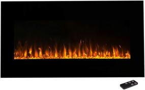 img 4 attached to 🔥 Northwest 36-Inch Electric Fireplace Wall Mounted-LED Fire and Ice Flame, Adjustable Heat and Brightness with Remote Control, (L) x (W) 5.7” x (H) 18"