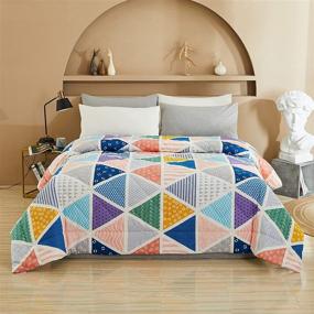 img 3 attached to 🎨 Perkily Geometric Lightweight Comforter: Modern Art Cotton Fabric, Multi Light Color King Size