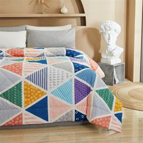 img 1 attached to 🎨 Perkily Geometric Lightweight Comforter: Modern Art Cotton Fabric, Multi Light Color King Size