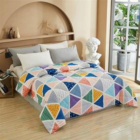 img 2 attached to 🎨 Perkily Geometric Lightweight Comforter: Modern Art Cotton Fabric, Multi Light Color King Size