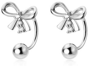 img 2 attached to 🦋 S925 Sterling Silver Butterfly Half Hoops Earrings - Delicate Crystal CZ Huggie Hoops with Bow Knot Design, Perfect Jewelry Gift for Women and Girls