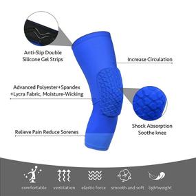 img 2 attached to 🏐 Compression Sleeve Knee Pads for Volleyball, Basketball, Football – Sports Knee Guards Protector, 2 Pcs (Blue, L)