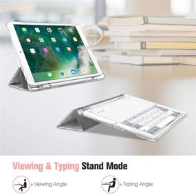 img 1 attached to 📱 Fintie Case for iPad Air 10.5" (3rd Gen) 2019 / iPad Pro 10.5" 2017- Lightweight Slim Shell Standing Cover with Translucent Frosted Back Cover, Pencil Holder, Auto Wake/Sleep, Marble White - High-quality Protective Case