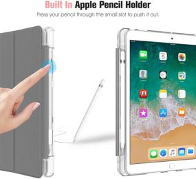 img 2 attached to 📱 Fintie Case for iPad Air 10.5" (3rd Gen) 2019 / iPad Pro 10.5" 2017- Lightweight Slim Shell Standing Cover with Translucent Frosted Back Cover, Pencil Holder, Auto Wake/Sleep, Marble White - High-quality Protective Case