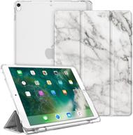 📱 fintie case for ipad air 10.5" (3rd gen) 2019 / ipad pro 10.5" 2017- lightweight slim shell standing cover with translucent frosted back cover, pencil holder, auto wake/sleep, marble white - high-quality protective case logo