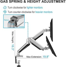 img 3 attached to 🖥️ Премиум крепление для двух мониторов на стол с регулируемым по высоте артикулированным газовым пневматическим плечом - подходит для 2х экранов 32", 17.6 фунтов каждый, литой алюминий, съемная VESA 75 100