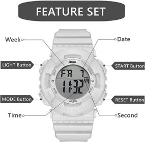 img 2 attached to Kids Waterproof Digital Sport Watch with LED 7-Colors Backlight – for Boys, Girls & Women | Resin Strap, Stopwatch, Alarm & Date Function