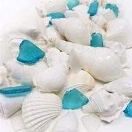 tumbler home mixed seashells & sea glass: 1.5 lbs of white shells, 🐚 blue & white sea glass - ideal for beach decor, crafts, weddings & vase filling logo