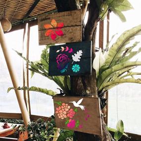 img 3 attached to 🌸 Enhance Your Artistic Skills with 20 Reusable Flower Stencils for Wood Canvas Painting: Rose, Sunflower, Bird, Leaf & Floral Designs for Nature-inspired Craft Décor