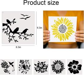 img 1 attached to 🌸 Enhance Your Artistic Skills with 20 Reusable Flower Stencils for Wood Canvas Painting: Rose, Sunflower, Bird, Leaf & Floral Designs for Nature-inspired Craft Décor